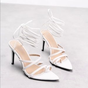 Strappy White Heels